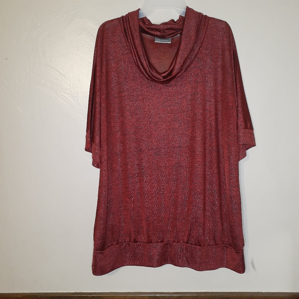 Avenue red with silver shimmer lightweight dressy top